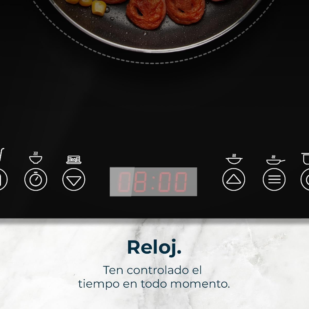 Cecotec Placa De Inducción Portátil 1 Fuego Full Magma Slim. 2000W De Potencia En 8 Niveles, Diseño En Cristal De Alta Resistencia, Display Táctil, Temporizador, Fácil Limpieza