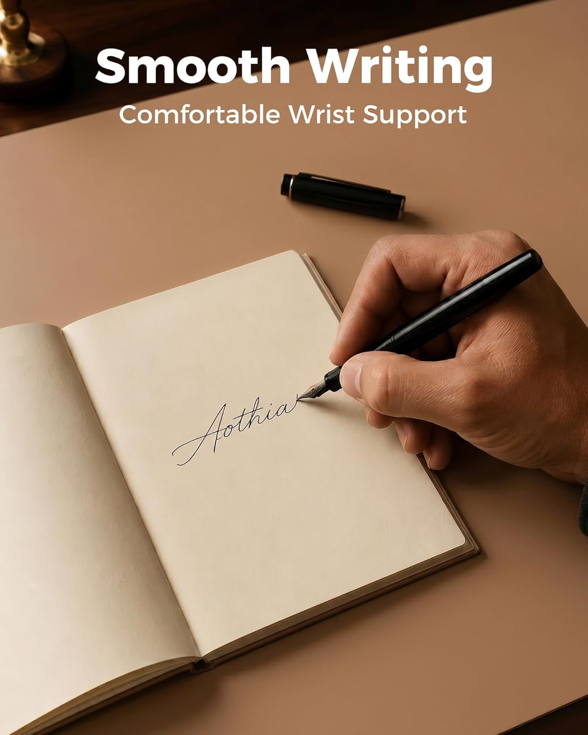 Dual-Sided Desk Pad - Leather Desk Mat, Natural Cork Desk Pad Protector, Large Mouse Pad for Desk, Waterproof Desk Blotter Pad, Desk Writing Pad for Office Work/Home, Apricot(25.6"X13.7")